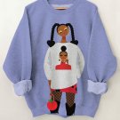 Women's Fashion Dreadlocks Black Girl Art Print Casual Sweatshirt