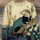 Women's Floral Otter Japanese Art Print Casual Sweatshirt