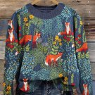 Women's Fox in the Forest Gray Vintage Comfy Sweatshirt