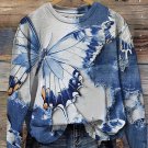 Women's Frayed Butterfly Art Print Casual Sweatshirt