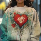 Women's Graffiti Love Lotus Valentine's Day Art Print Casual Sweatshirt