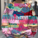 Women's Hippie Colorful Stitching Art Print Casual Sweatshirt