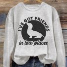 Women's I've Got Friends In Low Places Dachshund Dog Print Sweatshirt