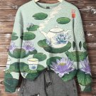 Women's Japanese Tea Ceremony Lotus Art Print Casual Sweatshirt