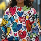 Women's Love Graffiti Valentine's Day Art Print Casual Sweatshirt