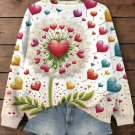 Women's Love Heart Shaped Dandelion Art Print Casual Sweatshirt