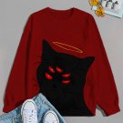 Women's Monster Devil Cat Print Cozy Sweatshirt