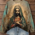 Women's Mother Mary Art Print Sweatshirt