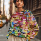 Women's Multicolor Oil Painting Abstract Art Print Cozy Sweatshirt