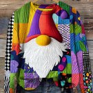 Women's Multicolor Patchwork Art Gnome Print Casual Sweatshirt