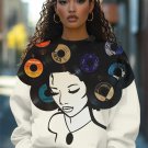 Women's Music Girl Retro Vinyl Record Art Print Casual Sweatshirt