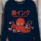 Women's Octopus Coffee Japanese Art Print Casual Sweatshirt