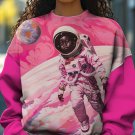 Women's Outer Space Black Boy Astronaut Print Cozy Sweatshirt