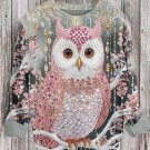 Women's Pink Owl Rhinestones Print Casual Sweatshirt