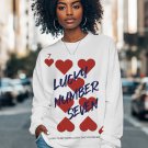Women's Playing Card Lucky Number Seven Print Casual Sweatshirt