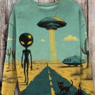 Women's Retro Desert UFO Alien Sci-Fi Art Print Casual Sweatshirt