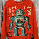 Women's Retro Robot Japanese Art Print Casual Sweatshirt