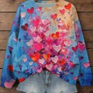 Women's Romantic Heart Shaped Oil Painting Art Print Casual Sweatshirt