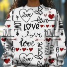 Women's Valentine's Day Love Letter Pattern Print Casual Sweatshirt