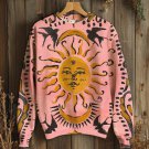 Women's Vintage Hippie Sun Bird Print Casual Sweatshirt