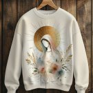 Women's Virgin Mary Floral Watercolor Art Print Cozy Sweatshirt