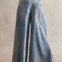 Women's Casual Elastic Drawstring Waist Buttons Loose Fit Wide-Leg Jeans