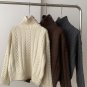 Women's Solid Color Retro High Neck Buttons Knit Pullover Sweater