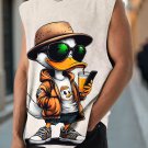 Men's Duck with Sunglasses Cartoon Art Print Tank Top