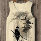 Men's Japanese Samurai Ink Painting Art Print Casual Tank Top