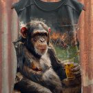Men's Monkey Drinks Beer at the Football Field Art Print Tank Top