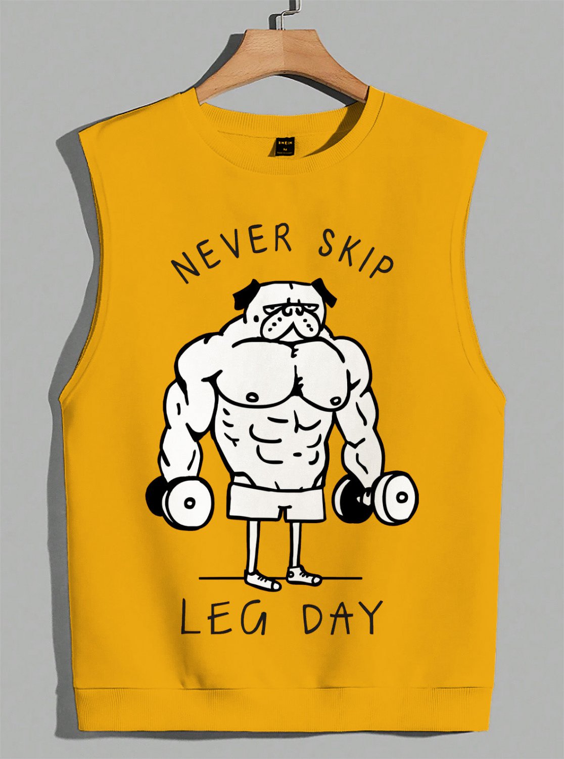 Men's Never Skip Leg Day French Bulldog Fitness Art Print Tank Top