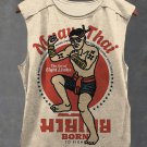 Men's Retro Muay Thai Illustration Print Workout Tank Top