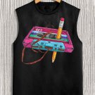 Men's Vintage Rewinding Cassette Tape With Pencil Print Tank Top