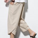 Men's Casual Pocket Drawstring Waist Wrapped Cuff Cotton Linen Crop Harem Pants