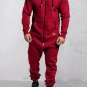 Men's Casual Solid Color Zipper Pocket Fleece Hooded Jumpsuit