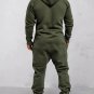 Men's Casual Solid Color Zipper Pocket Fleece Hooded Jumpsuit