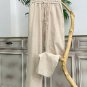 Men's Cotton Linen Plain Elastic Drawstring Waist Wide Leg Pants