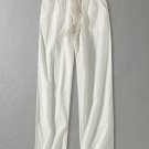 Men's Drawstring Elastic Waist Pocket Cotton Linen Casual Wide Leg Pants