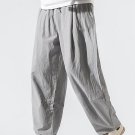 Men's Plain Loose Straight Leg Cotton And Linen Casual Pants