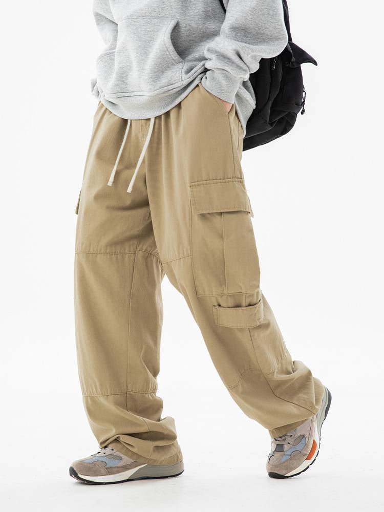 Men's Solid Color Straight Leg Casual Cargo Pants