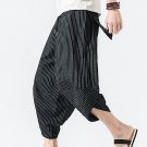 Men's Striped Print Loose Casual Cropped Pants