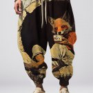 Men's Fox Drinking Tea In The Forest Print Loose Drawstring Waist Sweatpants