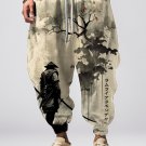 Men's Japan Samurai Landscape Ink Painting Casual Loose Sweatpants