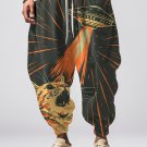 Men's Retro Cat Meets UFO Future Art Print Loose Drawstring Waist Sweatpants