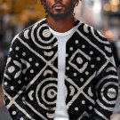 Men's Retro Tribal Pattern Print Button Down Knit Cardigan