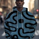 Men's Abstract Art Geometric Wavy Print Casual Hoodie