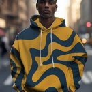 Men's Abstract Art Wavy Print Casual Hoodie