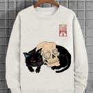 Men's Black Cat Japanese Art Print Casual Sweatshirt