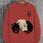 Men's Black Cat Japanese Art Print Casual Sweatshirt