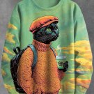 Men's Black Hot Coffee Art Print Casual Sweatshirt